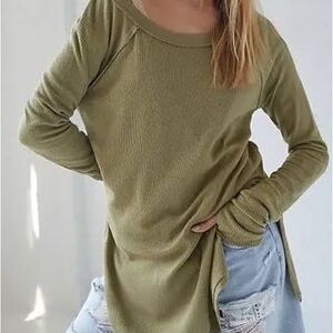 Free People Snowy Thermal Longsleeve in Sunstone Size Small with Thumbholes